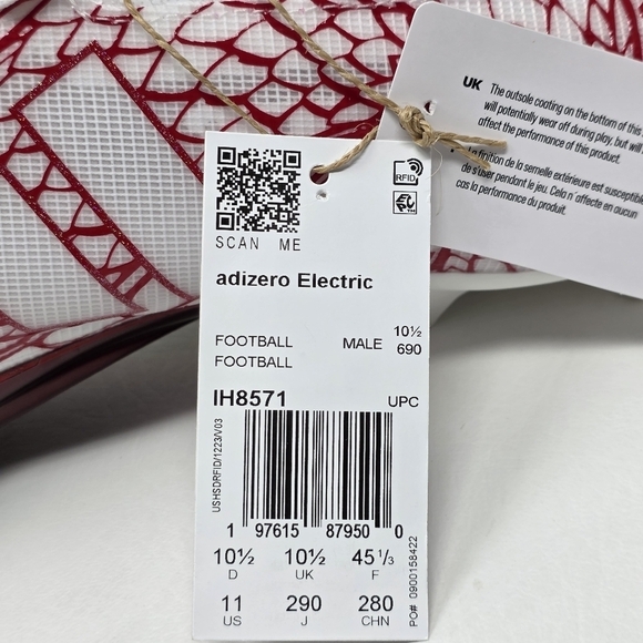 Adidas Adizero Electric Football Cleats Men\'s Size 11 Red / White IH8571 New main image 6